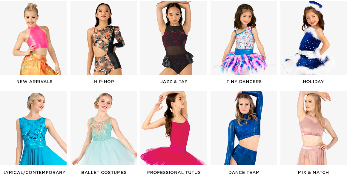 Our dance costume categories