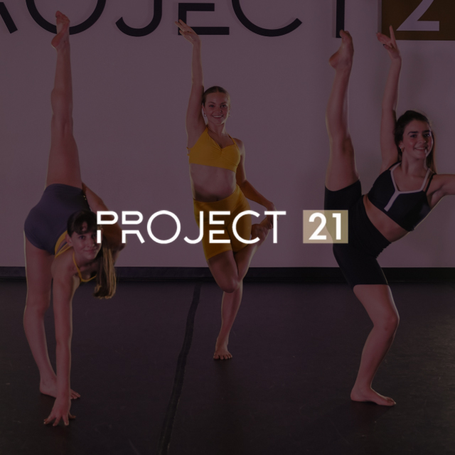 Three young female dancers behind the Project 21 logo